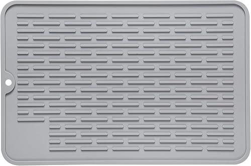 Piduules Tapete de secado de platos de silicona ecológica, reutilizable, antideslizante y resistente al calor, almohadilla de secado rápido, apto