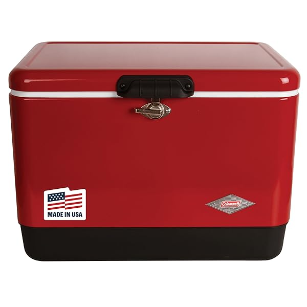 Coleman Vintage 54qt Steel Belted Cooler, Keeps Ice Up to 4 Days, 85-Can Capacity Hard Cooler with Drain & Have-A-Seat Lid