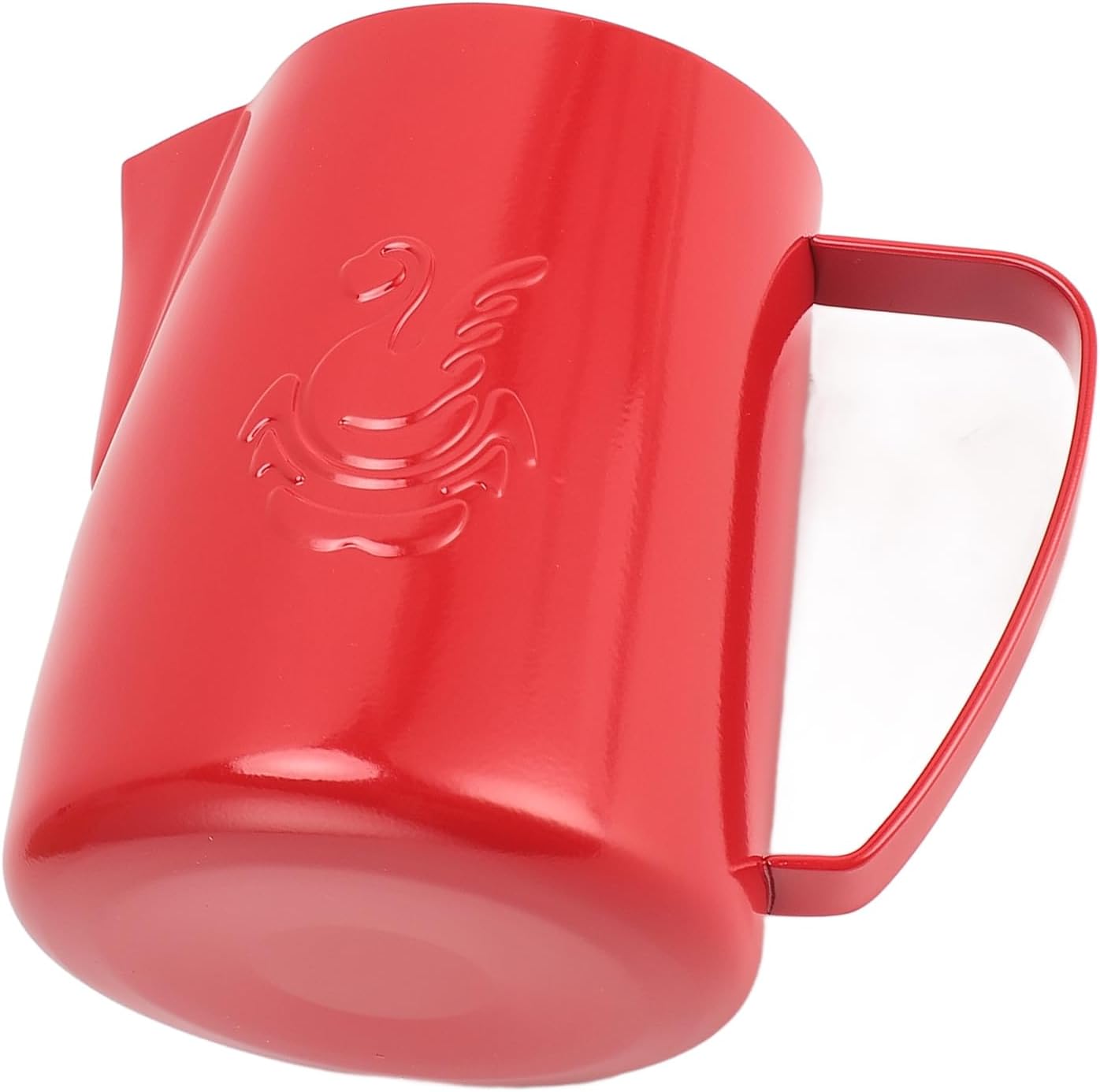 Milk Frothing Pitcher, Latte Art Pitcher 304 Stainless Steel Pointed Spout for Home (Bright Red)