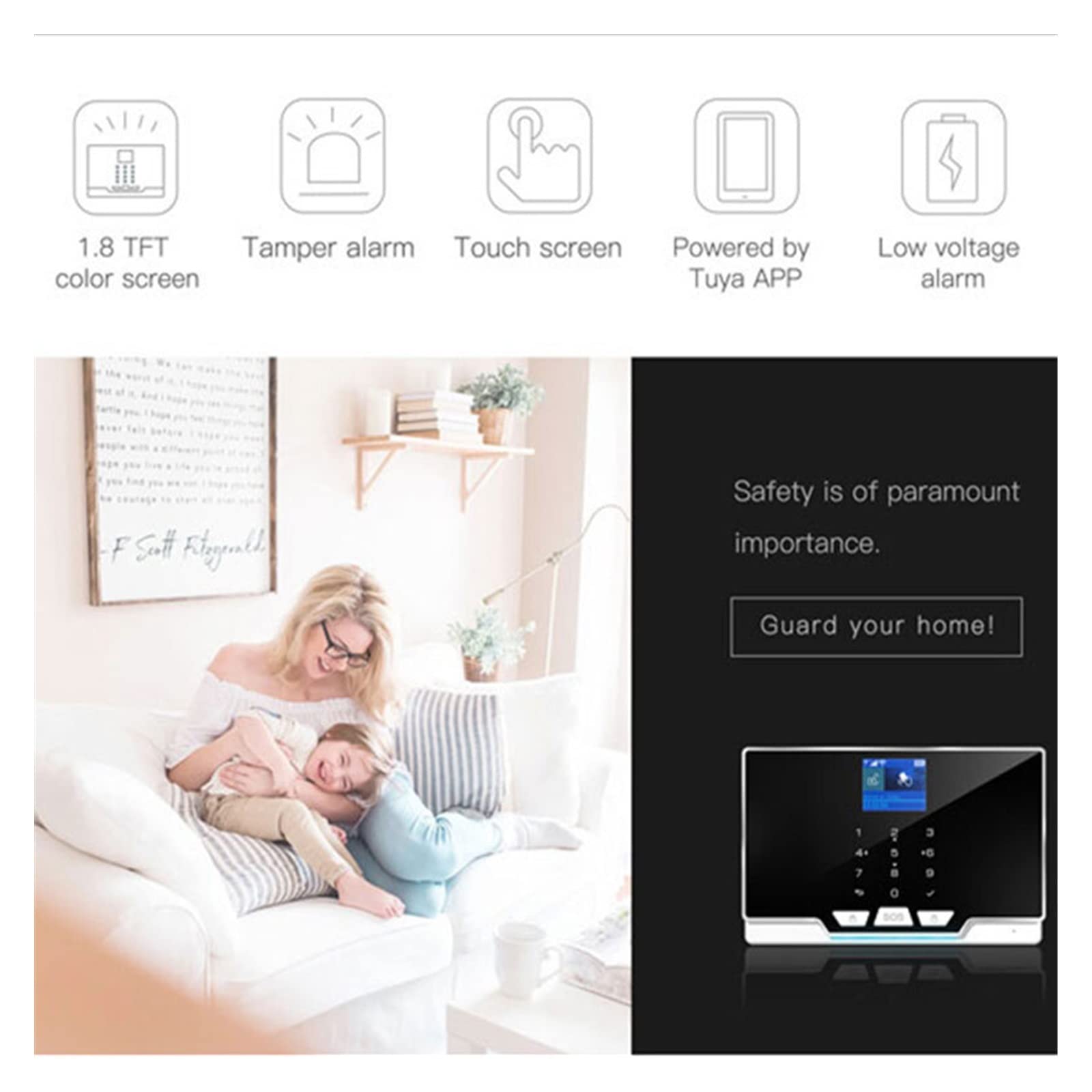 G24 Tuya WiFi 3G 4G Sistema de Alarma de Seguridad Inicio Nuevo Sensor de Movimiento de la Puerta Control de Aplicaciones Kit de Alarma de Seguridad inalámbrica de casa Inteligente(C)