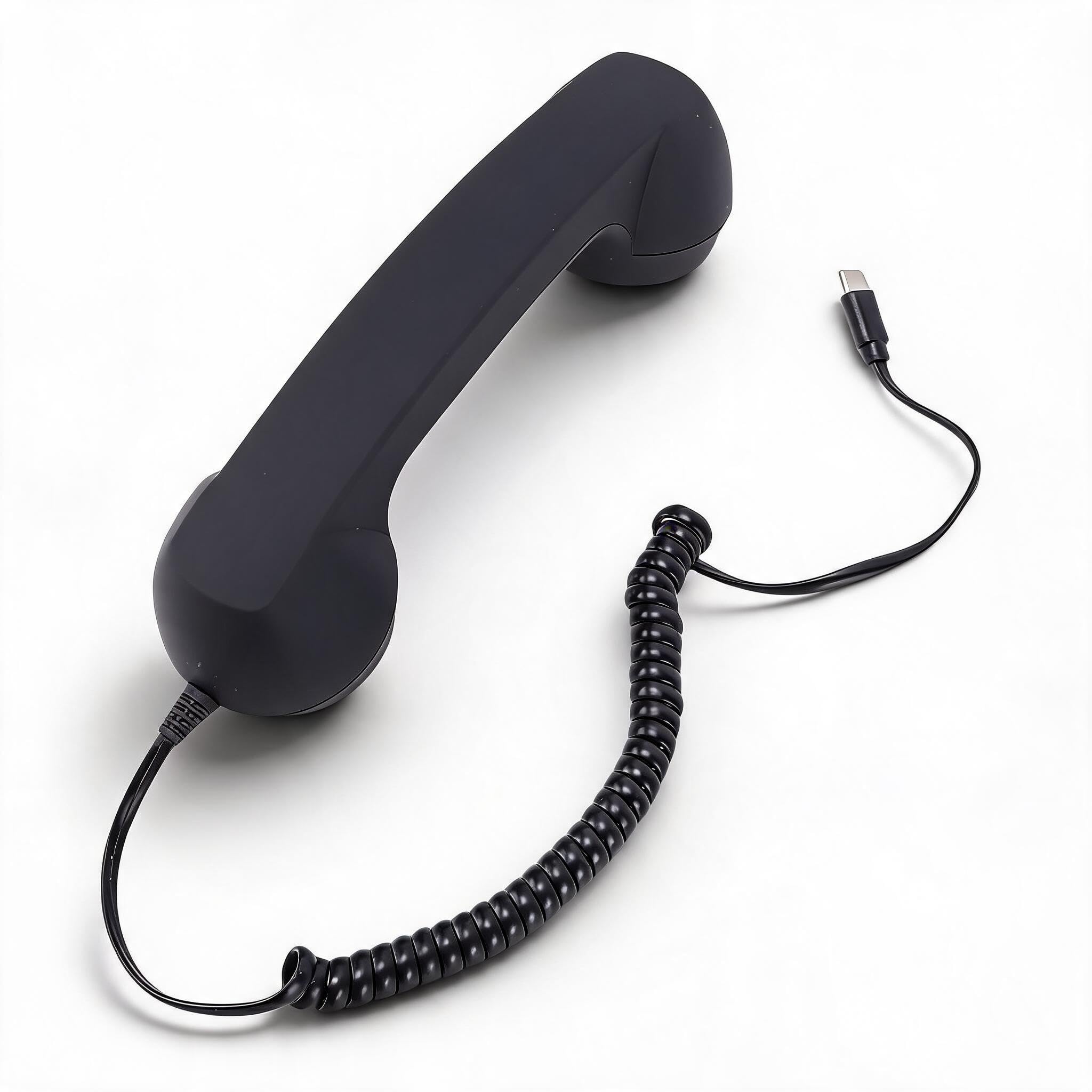 Retro Telefonhörer mit Lautstärkeregelung, ergonomischer kabelgebundener Typ-C Telefonhörer für Smartphone Videoanrufe und Konferenzen
