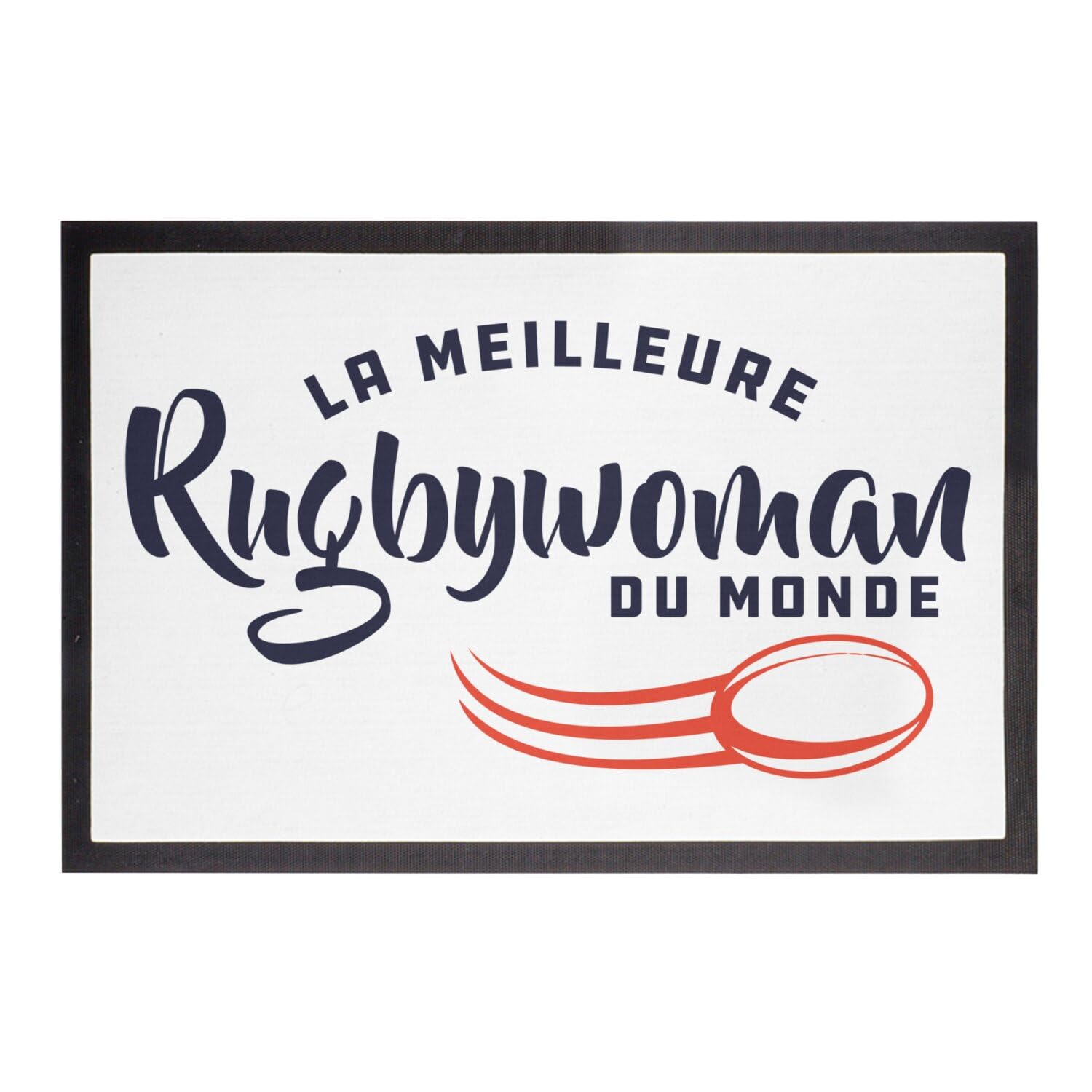 Paillasson Blanc La Meilleure Rugbywoman du Monde pour entrée sport 75x50cm
