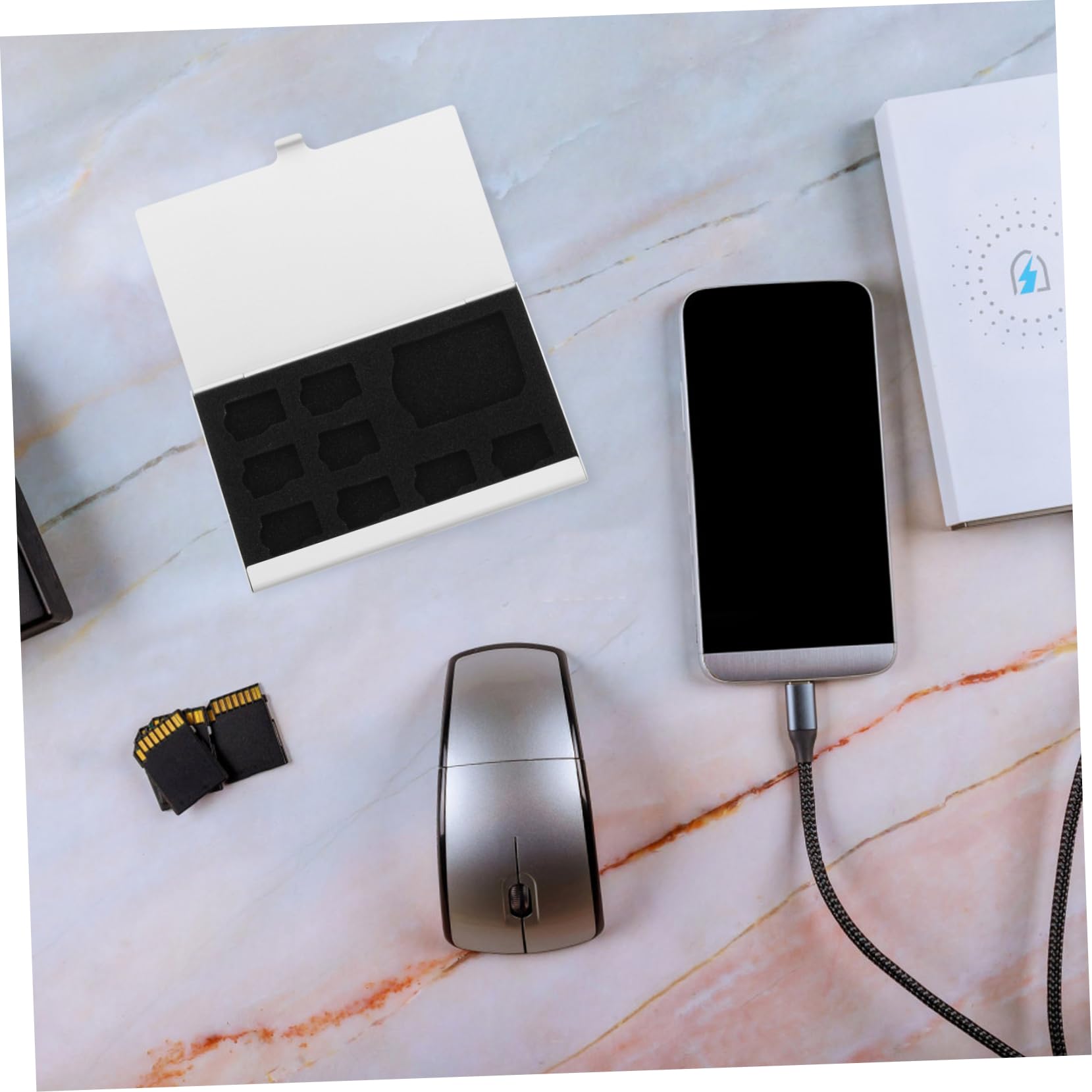 Operitacx Slot Aluminum Alloy Memory Card Storage Case Portable Organizer for Cards Lightweight and Scratch-Resistant Design for Travel and Home Use