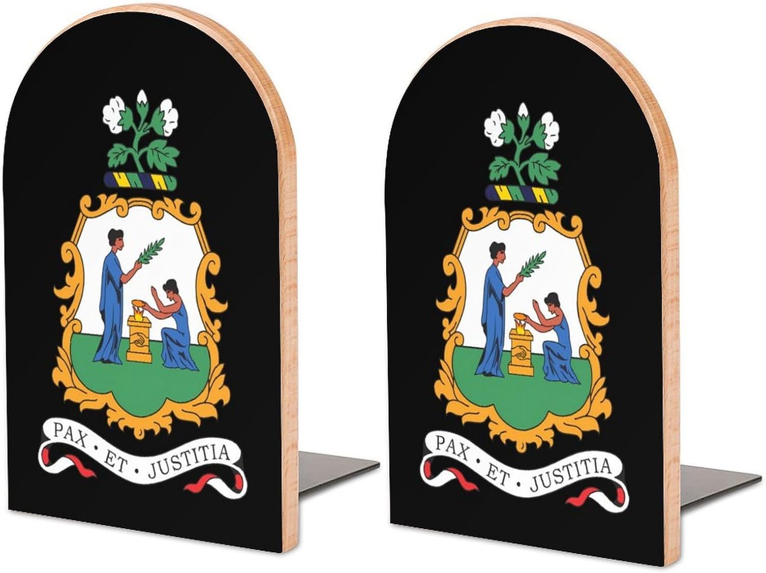 Saint Vincent and Grenadines Cute Wood Book Ends Decorative Bookends 1 Pair Non-Skid for Shelves Home Office 7 X 5 Inch