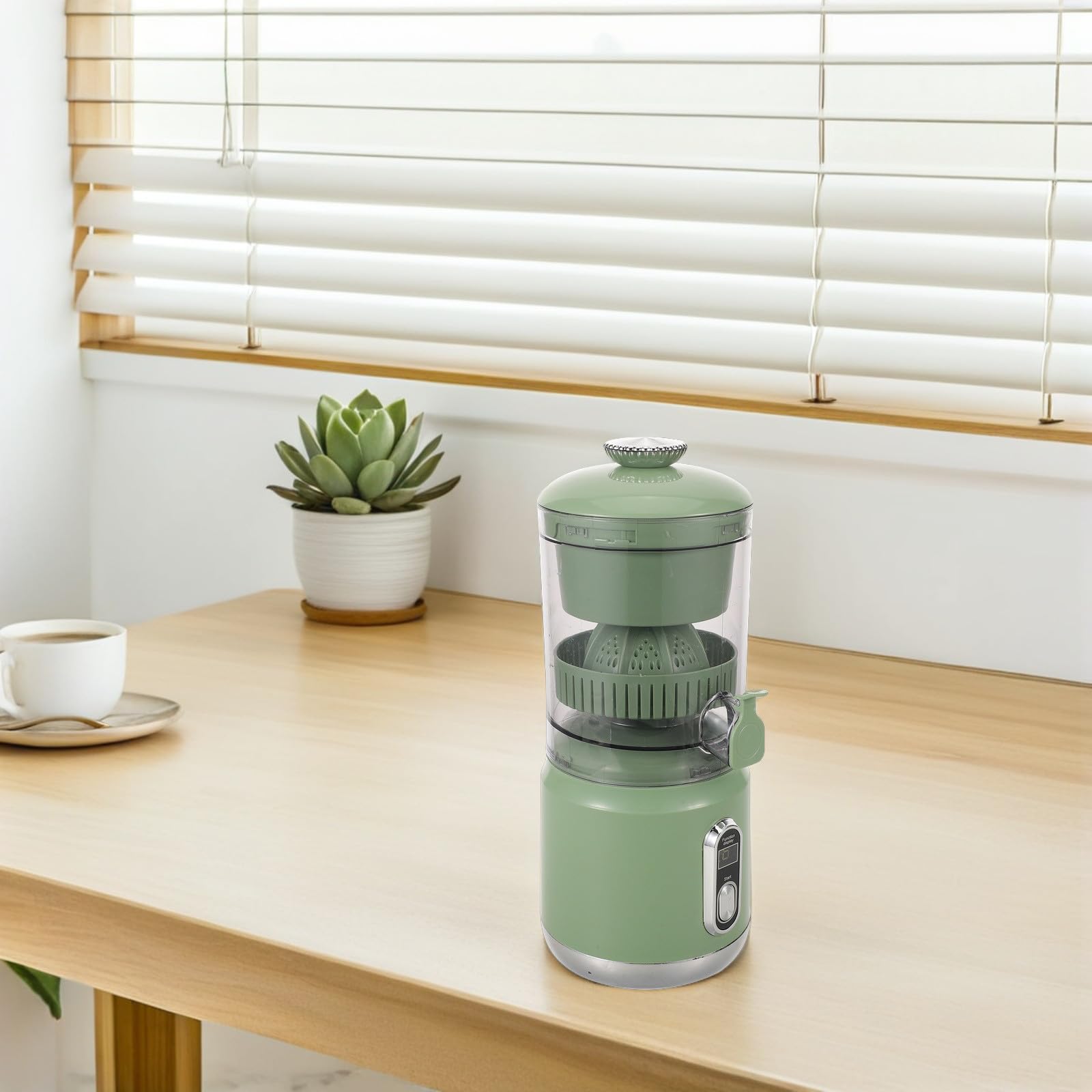 Tofficu Exprimidor de Cítricos Portátil, Exprimidor de Naranjas, 600ml, 1300 Ma, Plástico, Separación de Jugo, Fácil de Limpiar, para Frutas y Verduras, Viajes y Picnic, Verde