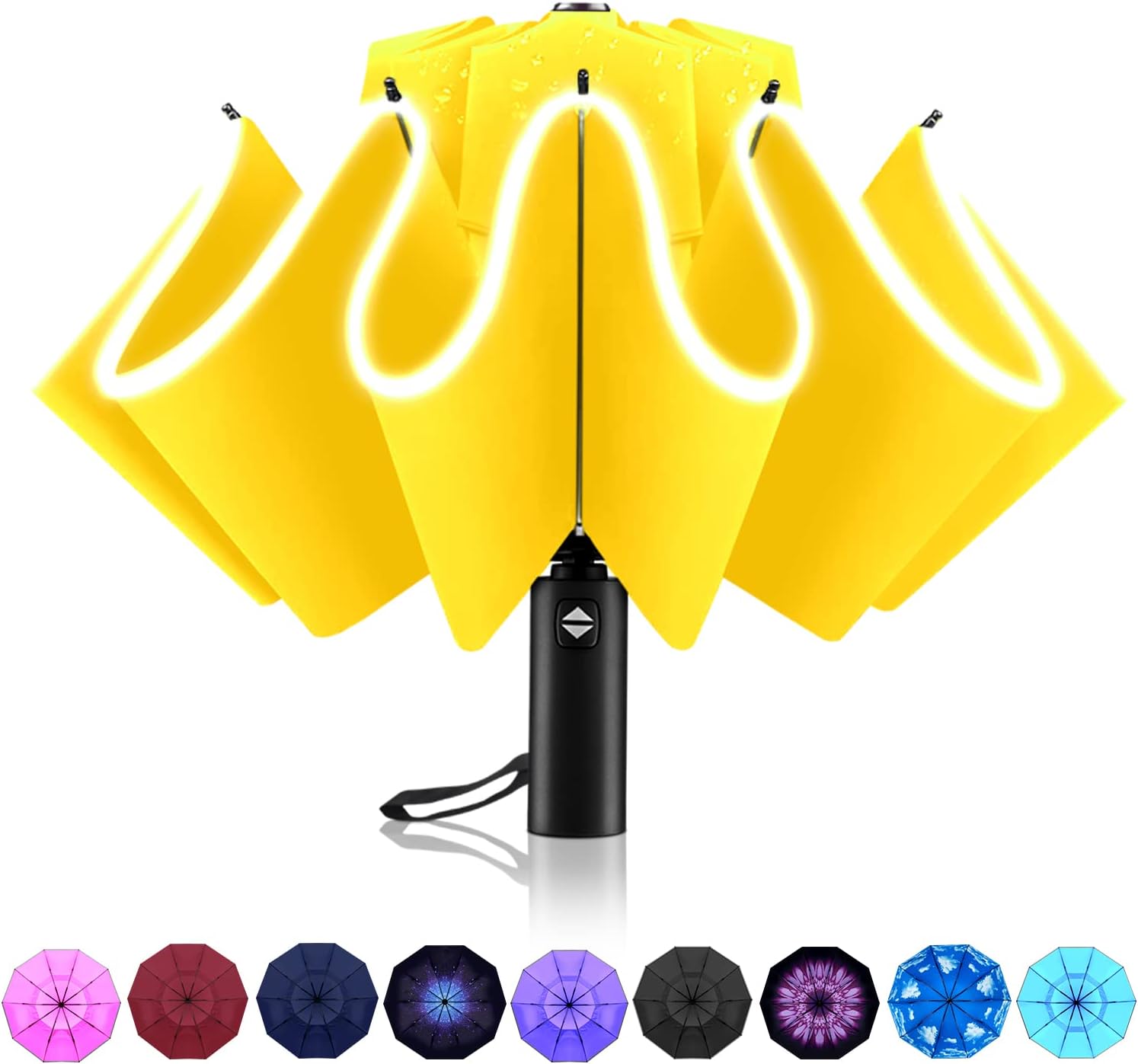 Windproof Automatic Inverted Umbrella – Compact Folding with Sun UV Protection, Portable Travel Umbrella for Car & Backpack