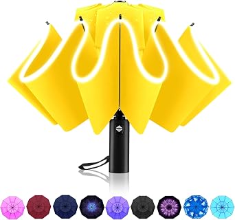 Windproof Automatic Inverted Umbrella Compact Folding with Sun UV Protection, Portable Travel Umbrella for Car & Backpack