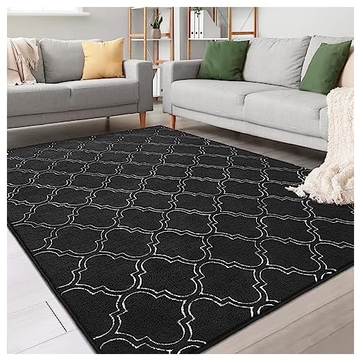 Chicrug Shag Geométrico 7x10 Tapete de Área para Sala de Estar, Tapete Interior Grande Moderno Espuma de Memória, Tapete Marroquino Fofo para Quarto de Cabeceira Decoração de Quarto para Família Meninas Crianças Berçário, Preto/Branco