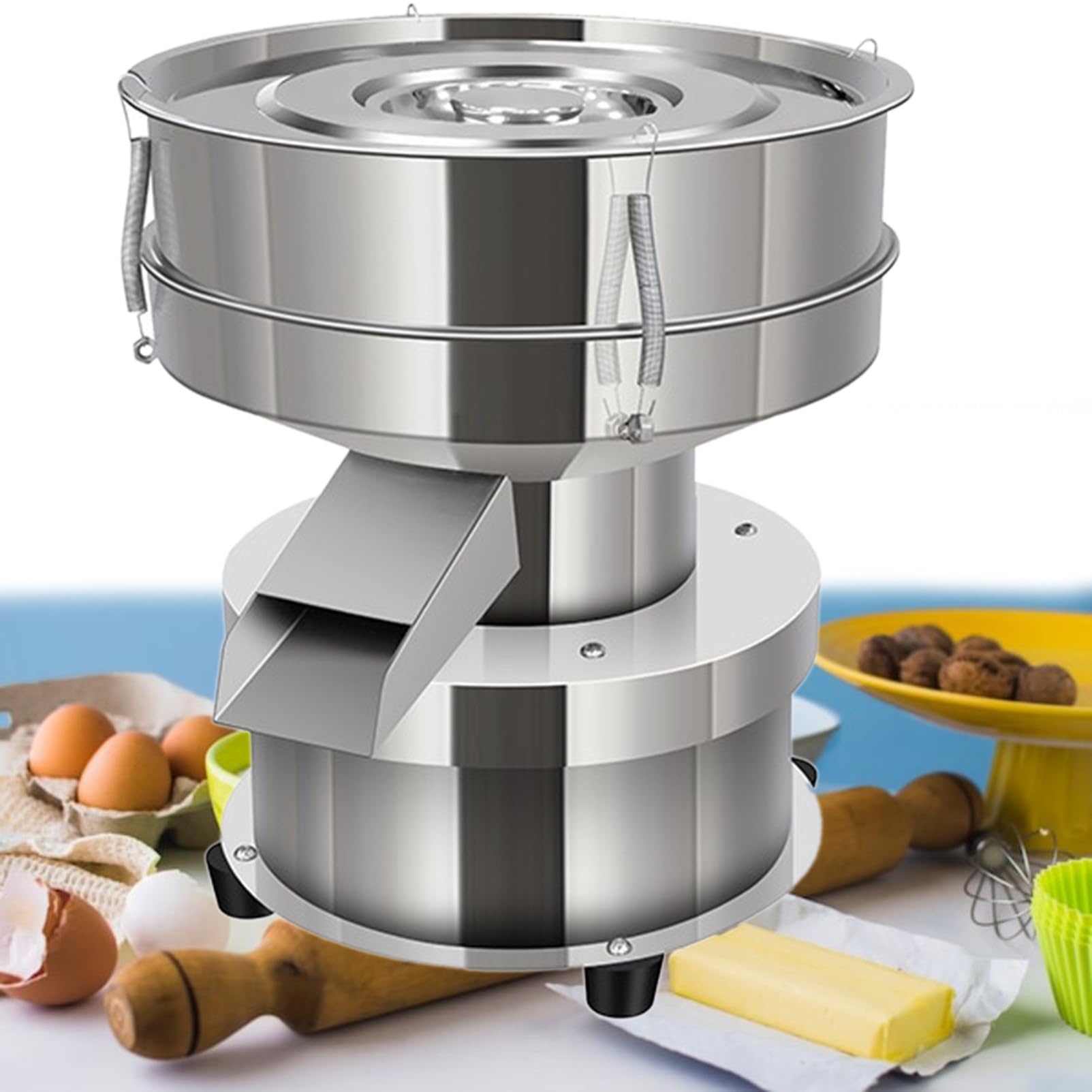 AYCDL Electric Automatic Sieve Shaker Vibrating Sieve Machine Food Industrial Stainless Steel Sifter with 60 Mesh Sieve,2 * 60Mesh,2 * 60Mesh