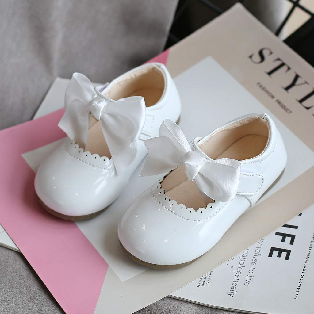 Infant Baby Girls Leather Shoes Soft Sole Bowknot Walking Shoes Moccasinss Crib Shoes Princess Wedding Dress Mary Jane Flats Prewalker Newborn Light Baby Sneaker Shoes — view 2