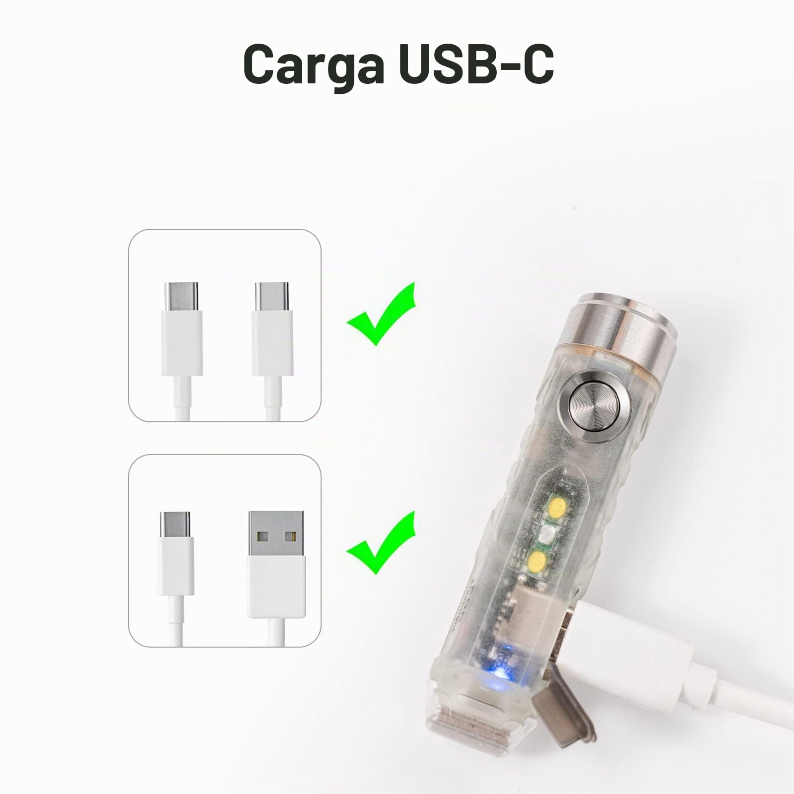 RovyVon A5 G4 LED Linterna EDC que Brilla en la Oscuridad, 650 Lúmenes de Alto Lúmenes, Recargable, llavero con luz Lateral Blanca, Multifuncional para Uso Diario y al Aire Libre