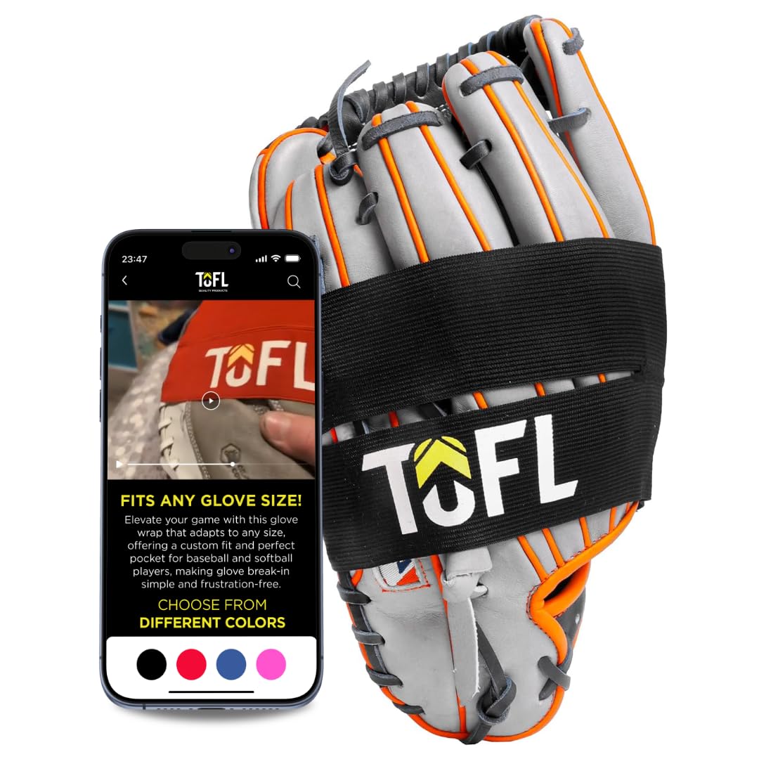 TOFL Baseball and Softball Glove Wrap - Mitt Shaper and Former Elastic Ball Glove Pocket Maker and Keeper envoltura de guante de beisbol Black(Black)