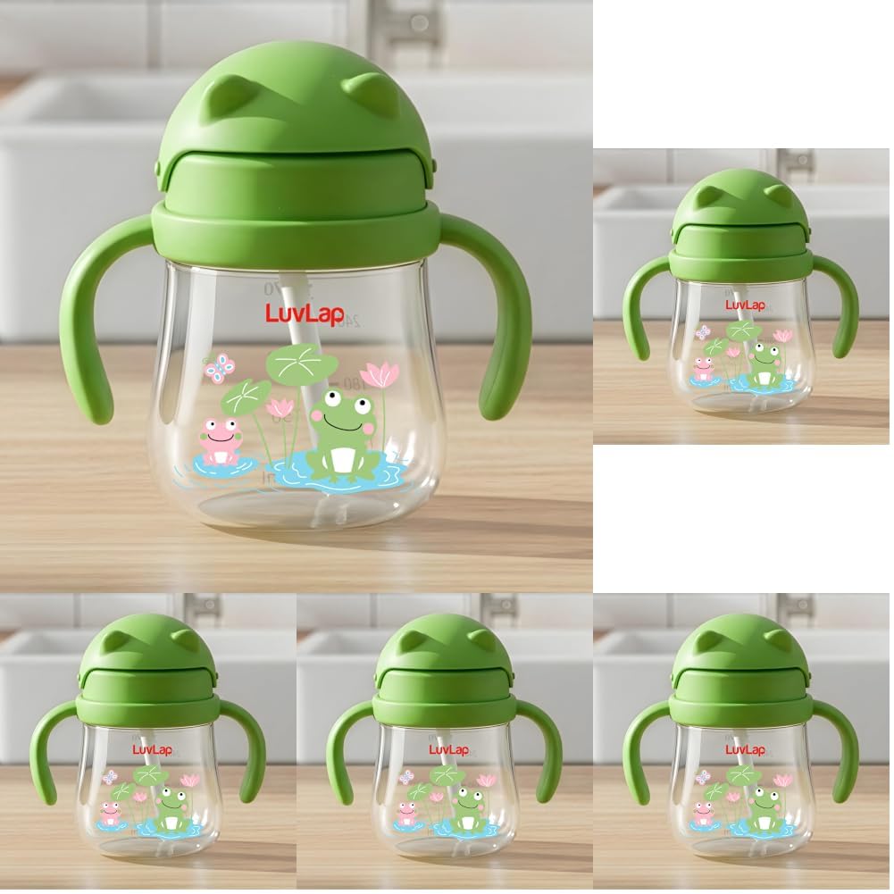 LuvLap Joy Anti Spill Sipper for Kids with Twin Easy-Grip Handles, 270 ml, Sippy Cups with Soft Silicone Straw, Training Cup for Kids,Water Bottle, Non-Toxic & BPA Free, 1 Year+ (Green) (Pack of 5)-image-17