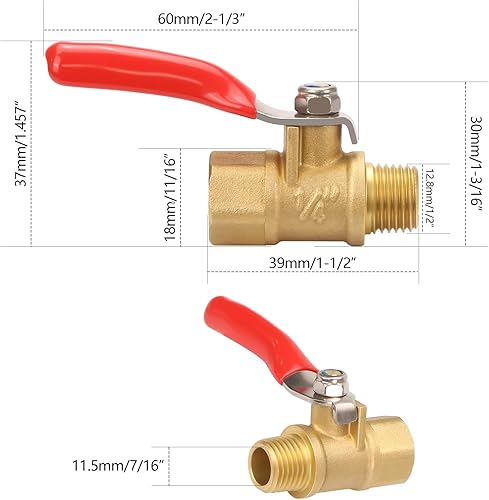 Miniatura 2 de Compresor de aire de alta resistencia de 14 de pulgada, válvula de bola de latón, interruptor de apagado para drenaje de tanque, 14 de pulgada,