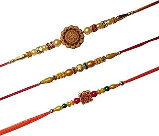 Rakhi 3 Designer Rakhi For Brother Dora Pattern Rakhi For Bhaiya & Bhabhi with Roli Chawal|Bracelet for Boy's & men| Rudraksh Rakhi|Rakhi Combo For Brothers|Best Rakhi For Brother Rakshabandhan