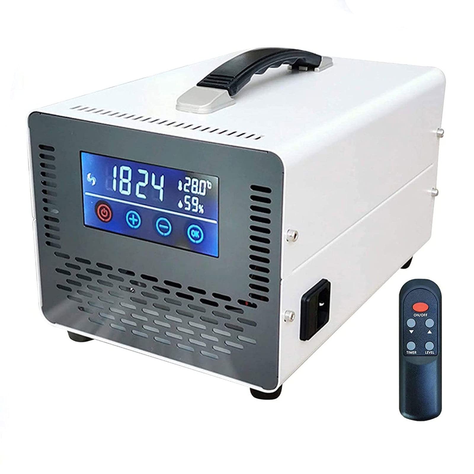 Generador de Ozono con Pantalla Táctil con Mando a Distancia, Esterilizador Desodorante con Temporizador, Ozonizador de Alta Capacidad, Eliminación de Olores para Hogar, Oficina,White-10000mg/h