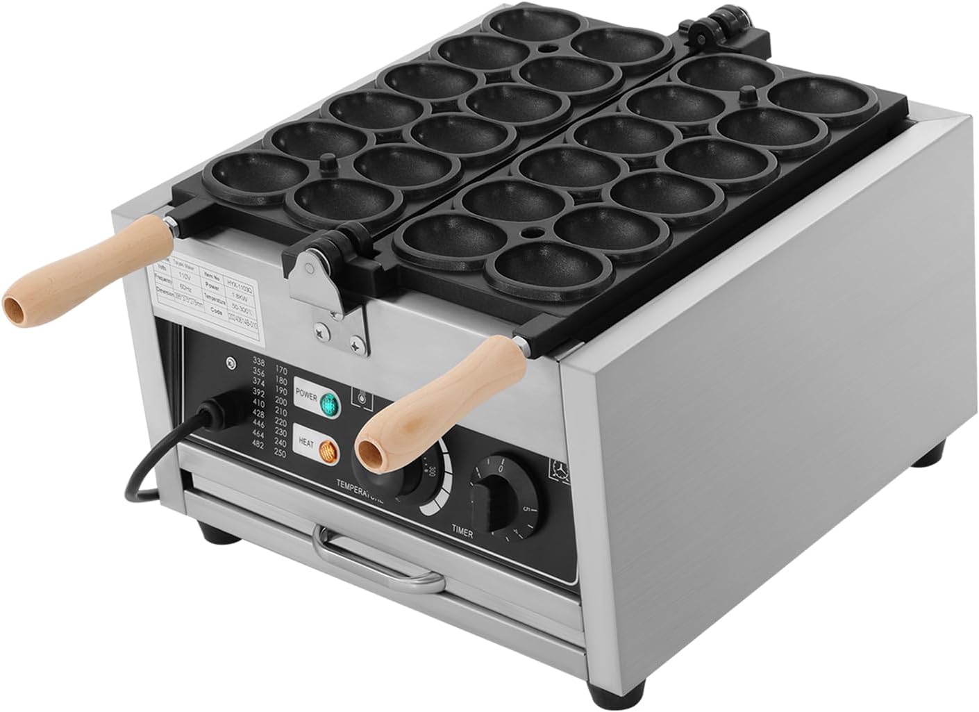 12-Grid Egg-Shaped Waffle Maker with Bonus Accessory Set -Hong Kong Egg Waffle Maker 180°Rotation & Dual-Side Heating, 1.8KW 110V 60Hz