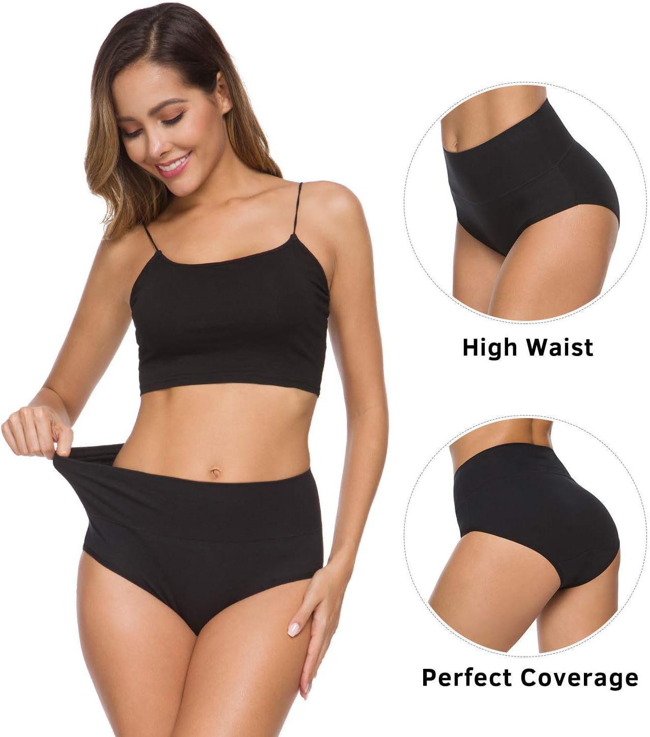 Wealurre Women's Comfort Cotton High Waist Underwear Breathable Soft Tummy Control Bikini Panties Plus Size - Image 2