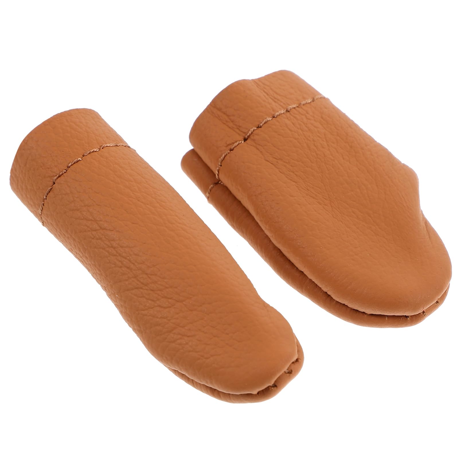 Housoutil Leather Finger Guard 2pcs Thimble Covers for Women Men Protective Finger Covers for Sewing Embroidery Crafting Random