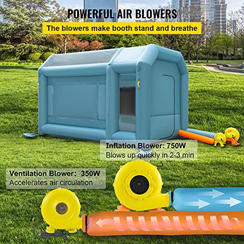 Happybuy Portable Inflatable Paint Booth, 13X8X8Ft Inflatable Spray Booth, Car Paint Tent Air Filter System & 2 Blowers, Upgraded Blow Up Spray Booth Tent, Auto Paint Workstation Motorcycle Garage #TOP5