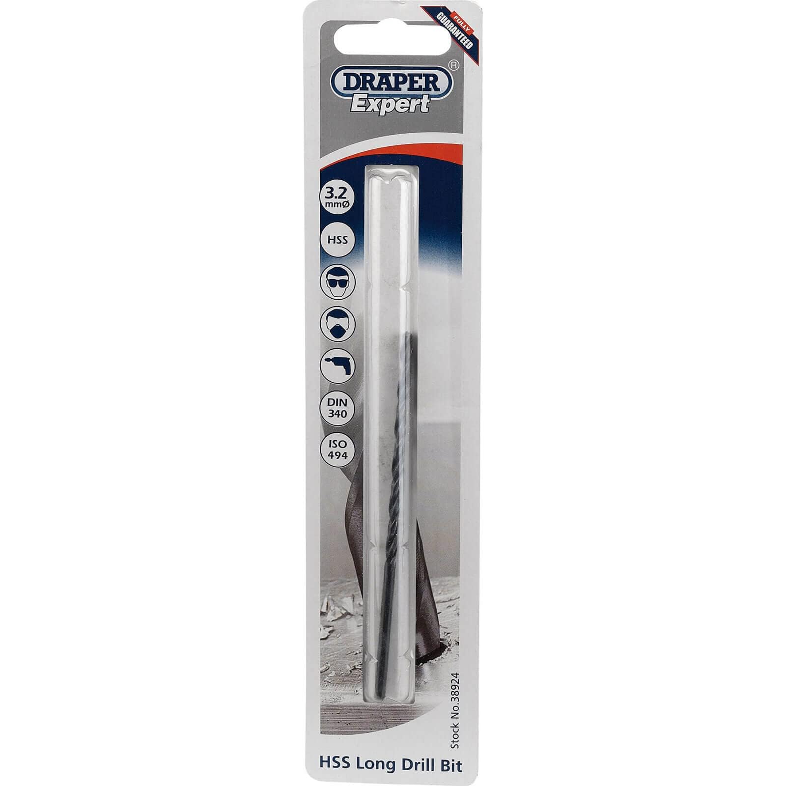 1x Draper Expert 3.2 x 100mm HSS Extra Long Drill Bit - 38924