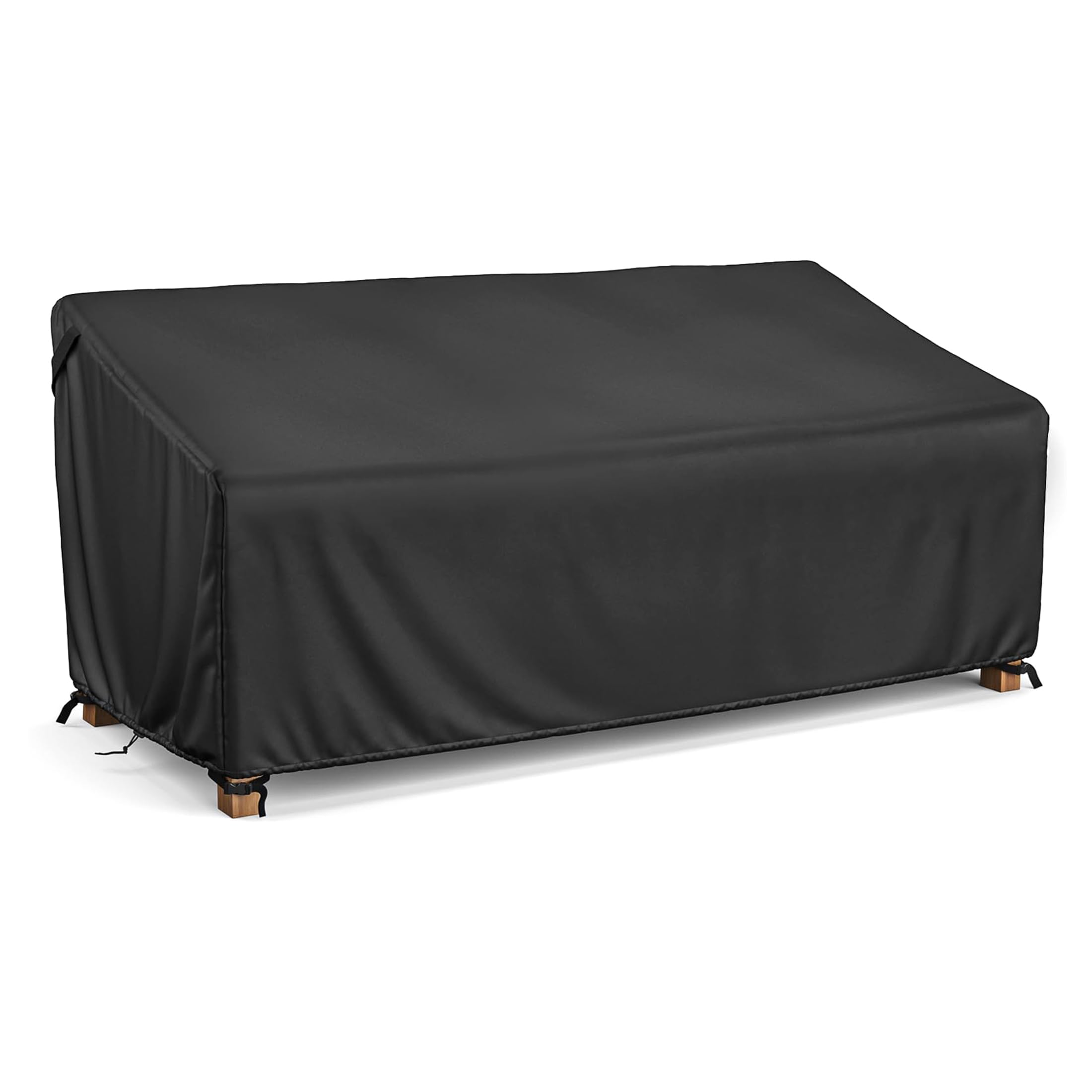 Lcgod Black Waterproof 2 Seat Garden Bench Covers, Heavy Duty 600D Oxford Fabric Outdoor Bench Seat Cover Windproof, Anti-Uv Patio Garden Seat Covers -134 X 66 X 63 / 89Cm