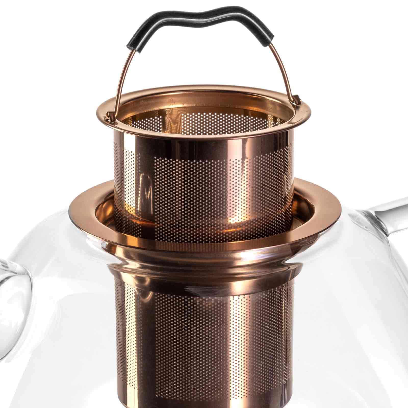 LEONARDO Tè per Te Teekanne 1,5 L mit Stövchen, Aus dickwandigem Borosilikatglas, Hergestellt in Handarbeit, Spülmaschinengeeignet