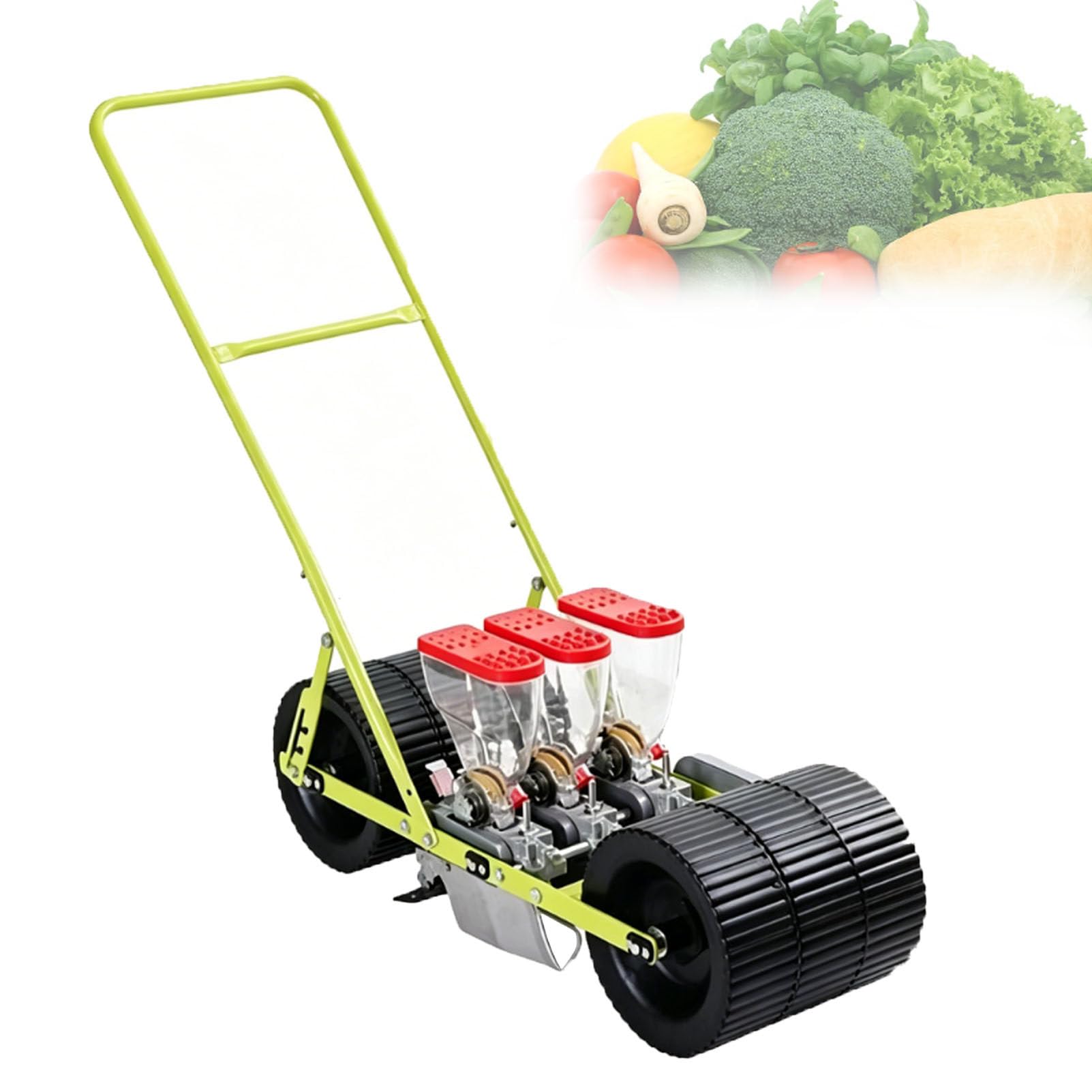 Seminatrice Manuale da Giardino, Seminatrice a Spinta Regolabile con Piastre Multiple per Semi da 2 a 10 mm, Spaziatura Accurata dei Semi per Uso Agricolo 3row