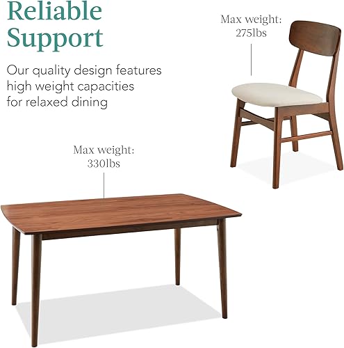 Miniatura 6 de Best Choice Products Juego de mesa de comedor de madera de 7 piezas, moderno de mediados de siglo, mesa de cocina con 6 sillas, cojines tapizados,