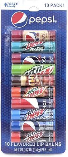 ¡10 bálsamos labiales con sabor a Pepsi & Mountain Dew! Saben igual que tus sabores favoritos, incluyendo Pepsi, Mountain Dew, Mountain Dew Code