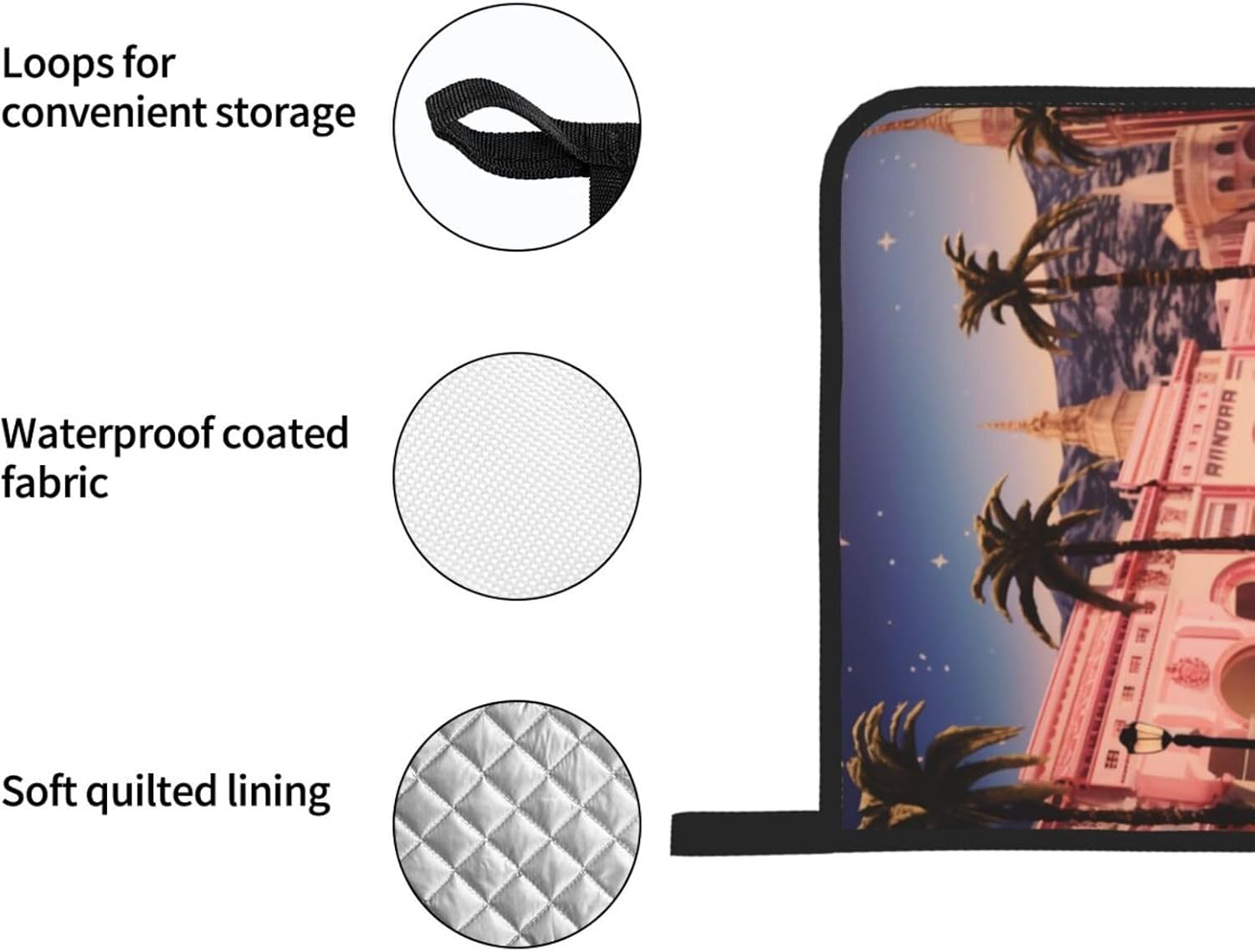 (The Old Hollywood) Baking 4-Piece Set: 2 Oven Mitts and 2 Pot Holders Heat Resistant Waterproof Hanging Loop for Kitchen Oven Grill Housewarming Gifts