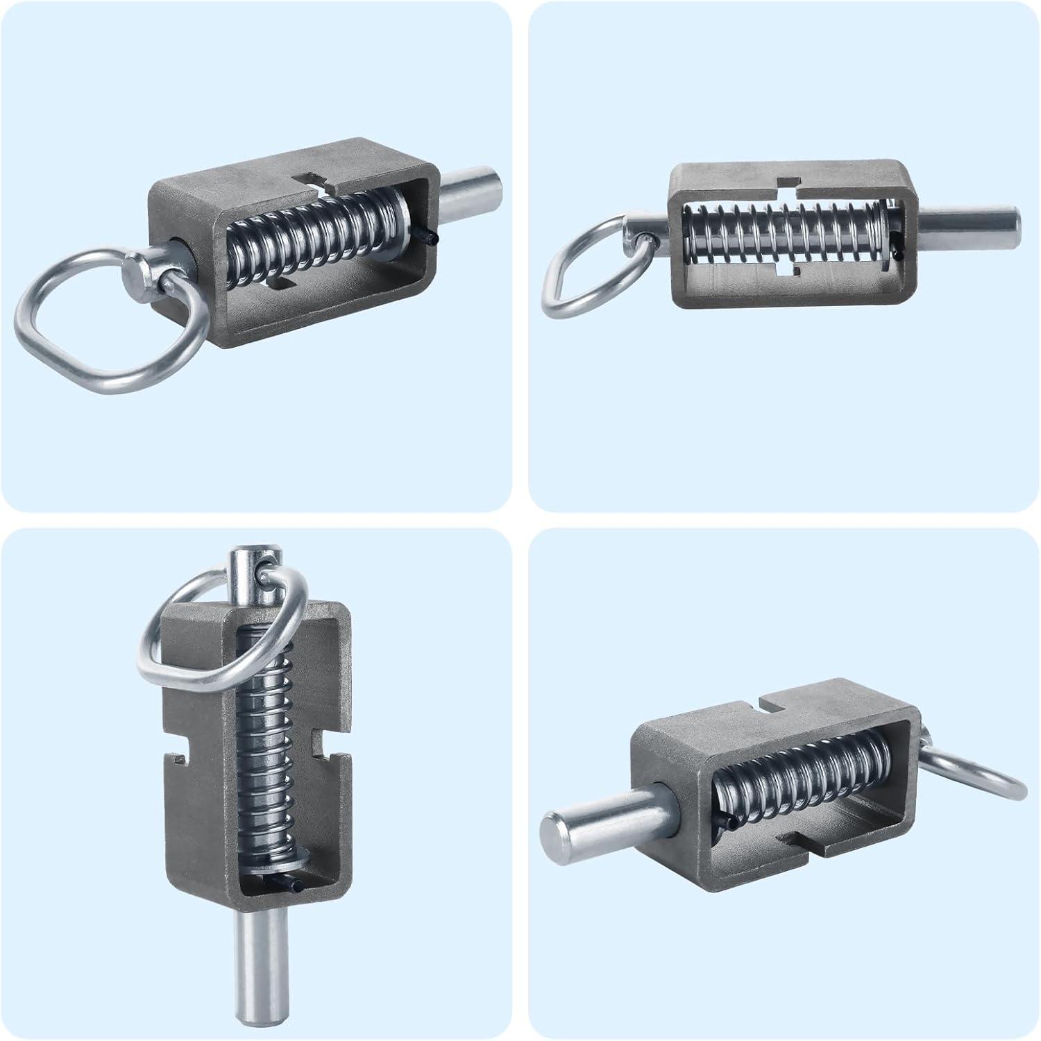 4Pcs Weld-On 5/8" Spring Latch Assembly with Plain Tube, Heavy Duty Trailer Gate Latch, Trailer Ramp Latch, 1.3x1.3x5.2inch