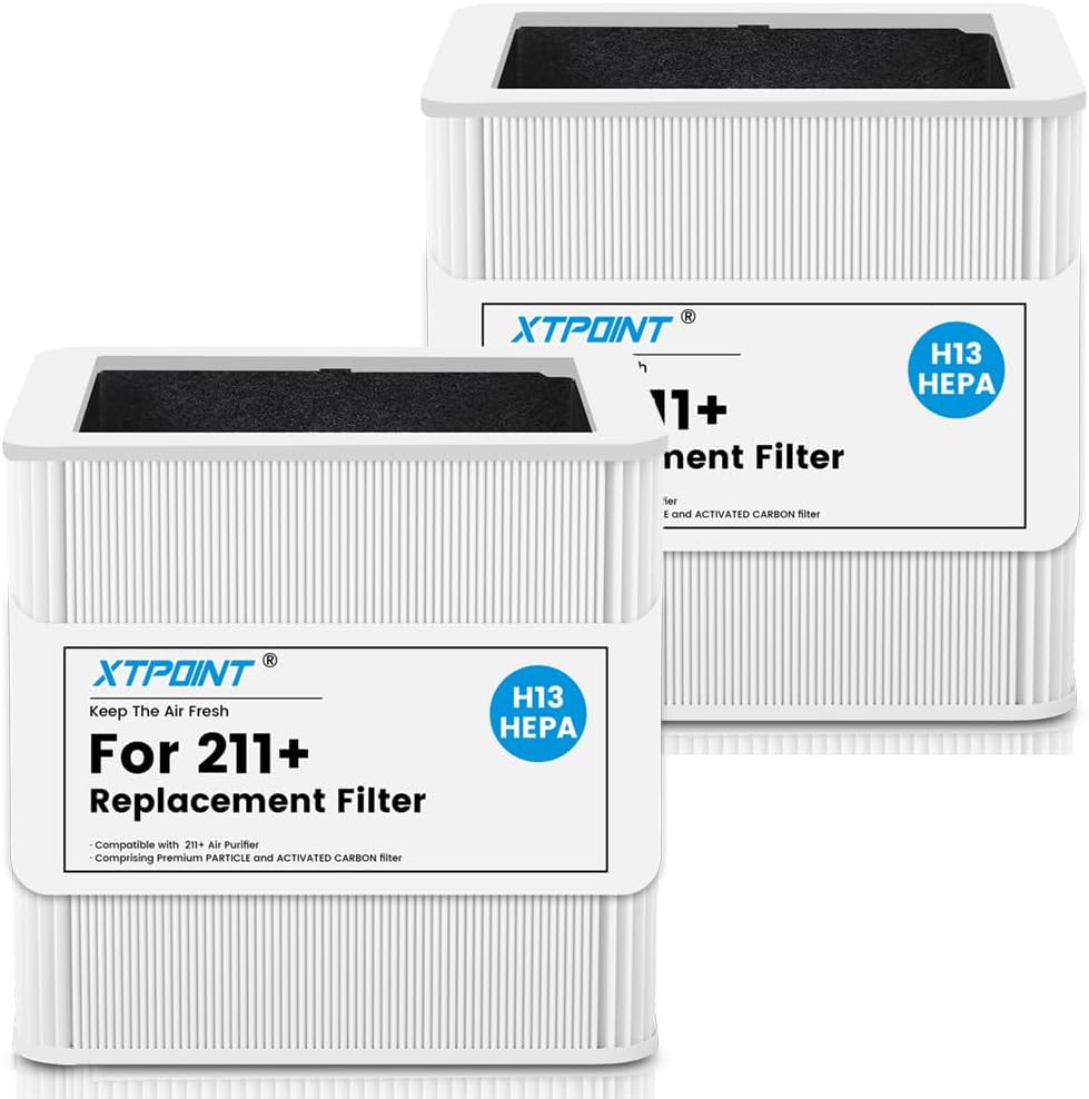 211+ Replacement Filter Compatible with Blue Pure Blue Pure 211+ Air Cleaner Purifier Series, 2 Stage Filtration System of H13 True and Activated Carbon Filter, 2 Pack White-2P - Image 1 of 7