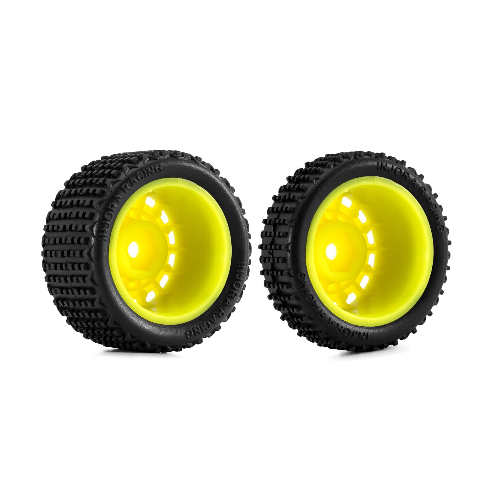 INJORA Pre-mounted Pin Buggy Tires & Wheels for 1/24 Losi Micro-B,4pcs, Yellow, 34*11mm, 35*17.8mm - Image 4