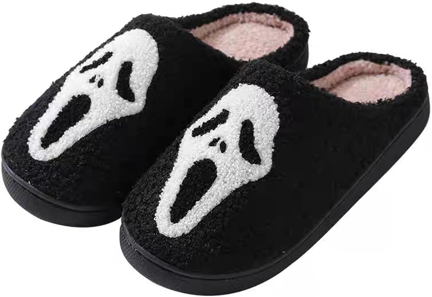 Unisex Halloween Slippers Spooky Ghost Slippers Cute Cozy Warm Plush Slip-On House Indoor and Outdoor Shoes