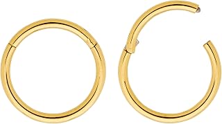 2 Pcs G23 Titanium 18G (Thin) Hinged Hoop Segment Nose Ring Sleeper Earrings 5mm - 6mm - 7mm - 8mm - 9mm - 10mm - 11mm - 12mm - 13mm