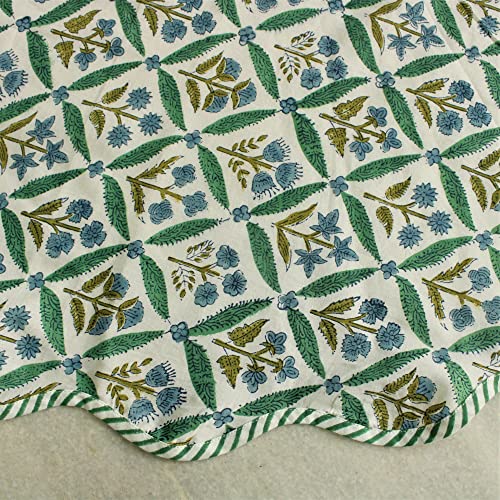 Ridhi RTCS-377 Christmas Tree Skirt Floral Block Print Nature Color Christmas Tree Skirt In Cotton thumb #4