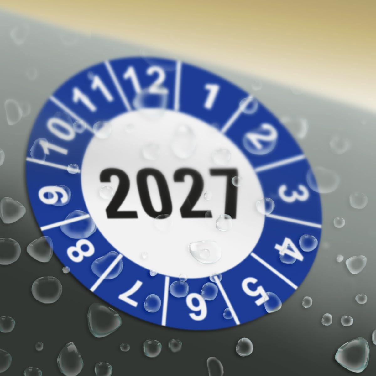 Hochwertige Prüfetiketten JAHRESPLAKETTE 2027 Ø 30mm - Selbstklebende PVC-Folie - Wartungsetiketten für Prüfung - Prüfplakette für Prüfungsnachweis (30 Stück)