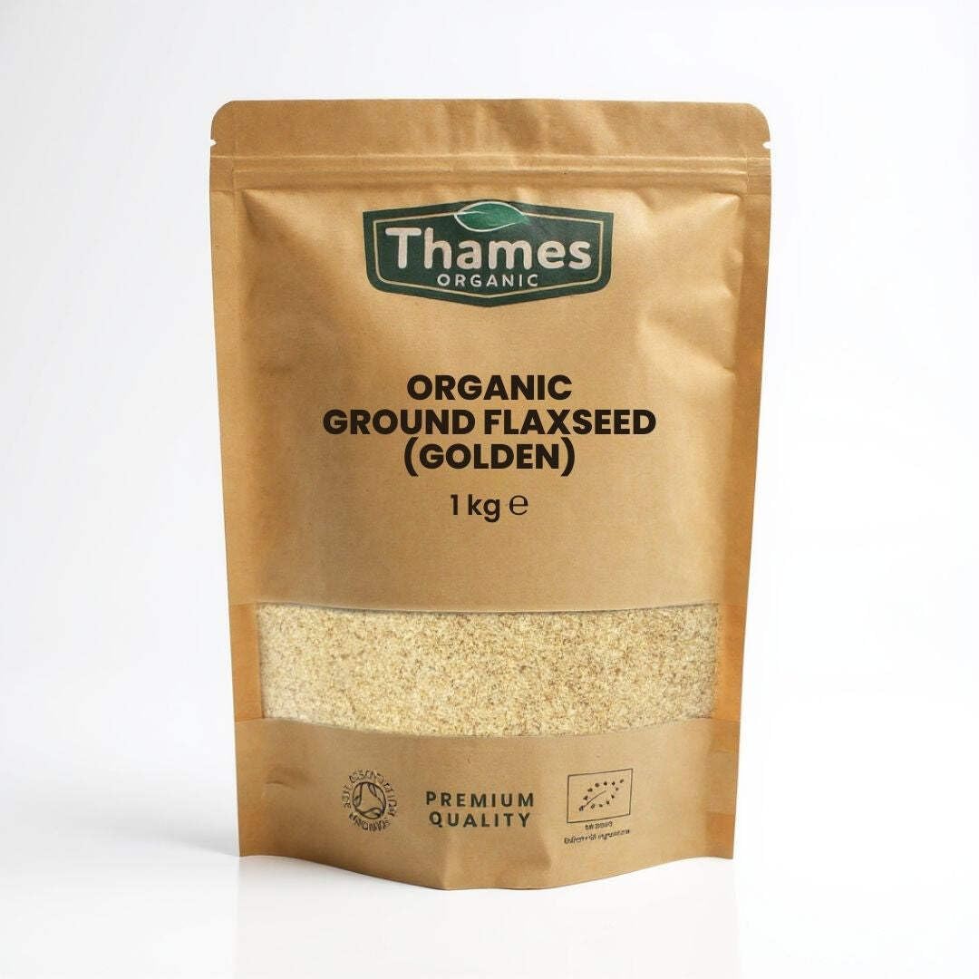 Organic Ground Linseed | Flaxseed Golden 1kg -Certified Organic, Non-GMO, Vegan, No Additives, No Preservatives, Resealable Bag by Thames Organic Golden 1kg
