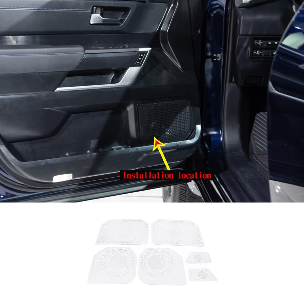 Car Aluminum Alloy Loud Speaker Deco Car Audio Sticker Compatible for Toyota Tundra 2022 2023 Car Stereo Cover Auto Trim Accessories (car Door Speaker net)
