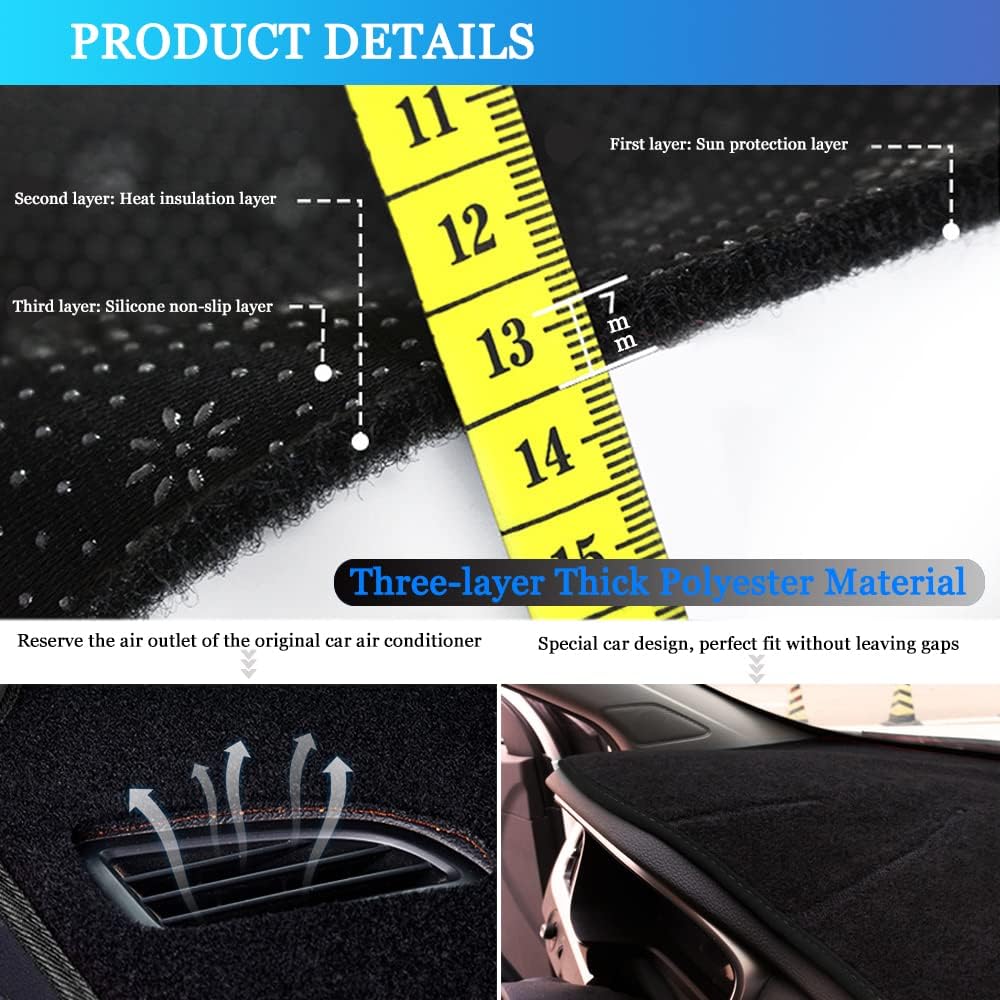 for HR-V 2016-2022 Dashboard Cover Dash Cover Mat Pad Carpet Custom Fit for Honda HR-V HRV 2016-2021 2022 Accessories Anti-Skid Center Console Protector Cover Mat(Black Edge)