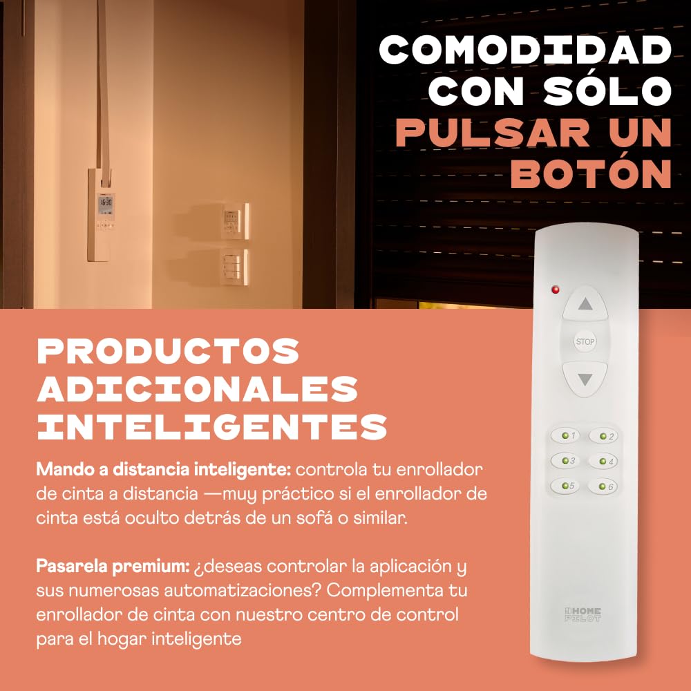 HOMEPILOT - RolloTron Pure Smart | Motor eléctrico para persianas enrollables. Accesorio Smart Home - ¡también apto para instalaciones posteriores! Capacidad tracción: 45 kg