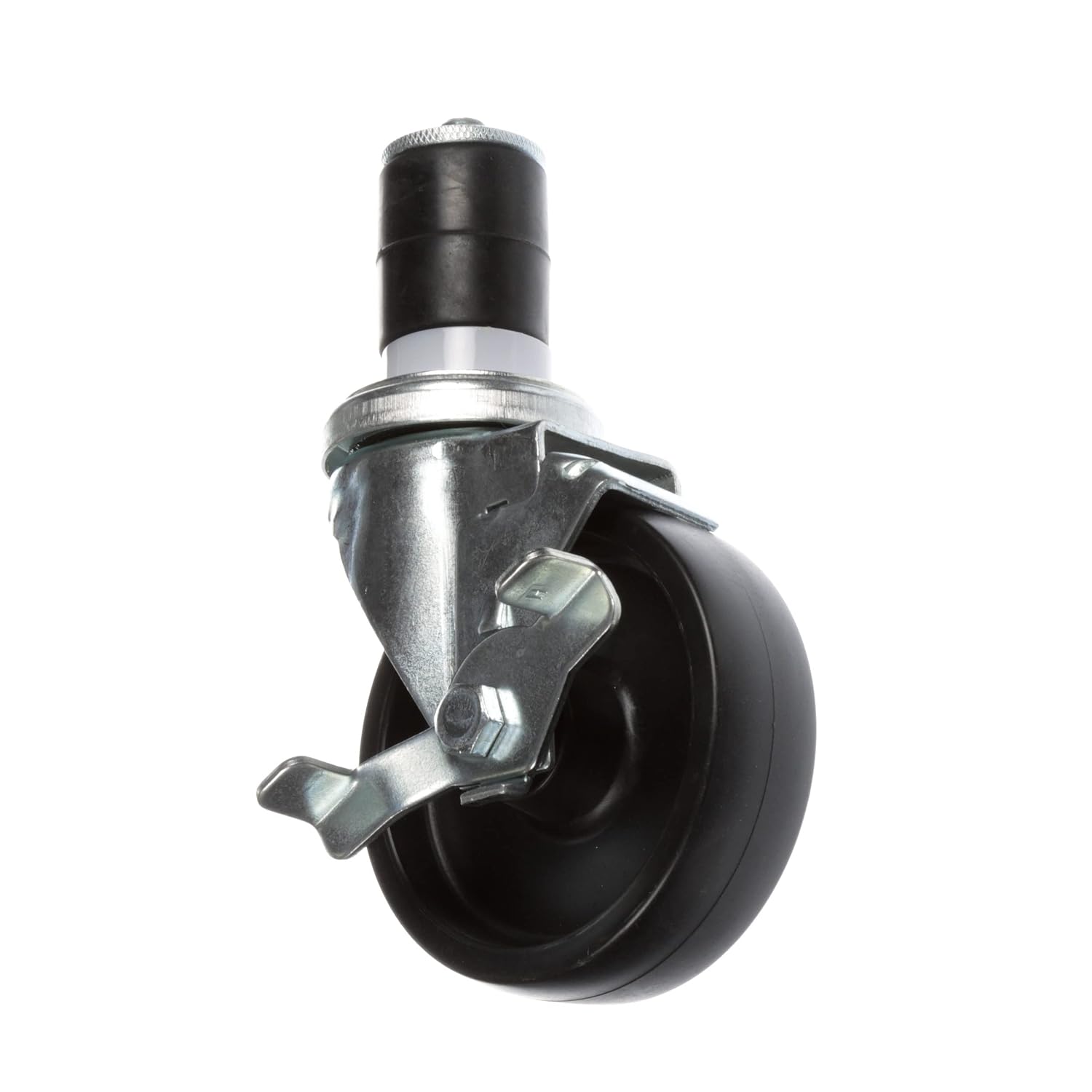 Medium Duty 1-5/8" Expanding Stem Caster with 3" Black Polyolefin Wheel with Brake