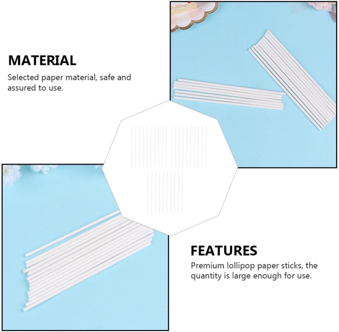 300pcs Lollipop Sticks White Paper for Cake Pops and Caramels