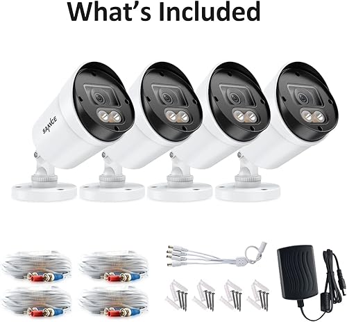 Miniatura 9 de SANNCE Cámara de seguridad con cable de visión nocturna a todo color 1080P TVI, 2 luces cálidas, IP66 resistente a la intemperie para uso en