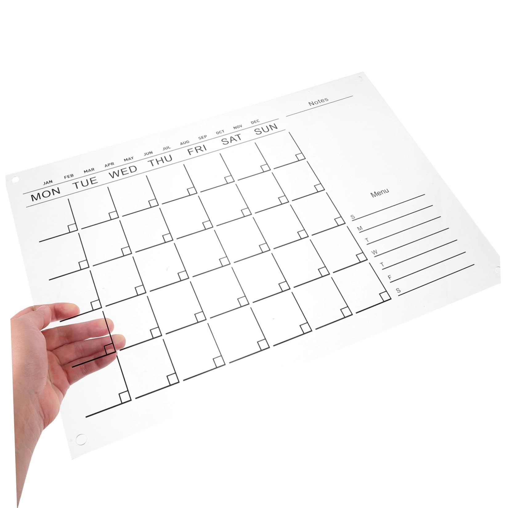 Transparente Acrylplatte Wandkalender mit Umweltfreundlicher Geruchsfreier Oberfläche Leichte Schicke Wochenplaner Memotafel für Büro und Geschäft Zufällige Farbe