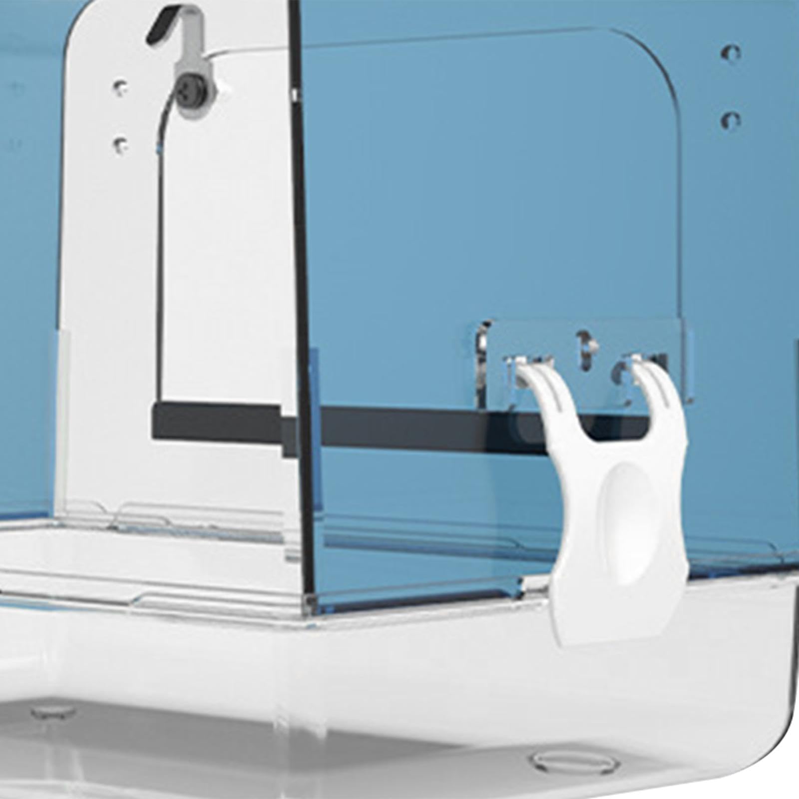 Bañera para Loros con Ganchos, Jaula para Pájaros, Caja de Baño para Cacatúas, Acrílico, Canario, Casa de Baño para Loros, Cuenco de Ducha para Loros, Azul