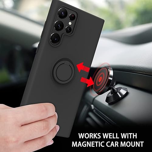 Miniatura 5 de DUEDUE Funda para Samsung Galaxy S22 Ultra 5G, silicona líquida, delgada, suave, de goma, con función de soporte de anillo, función de montaje en