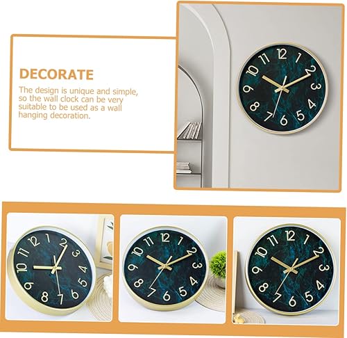 Miniatura 3 de ABOOFAN Reloj silencioso de imitación de grano de madera reloj de pared decoración de oficina decoración interior mármol decoración única relojes de