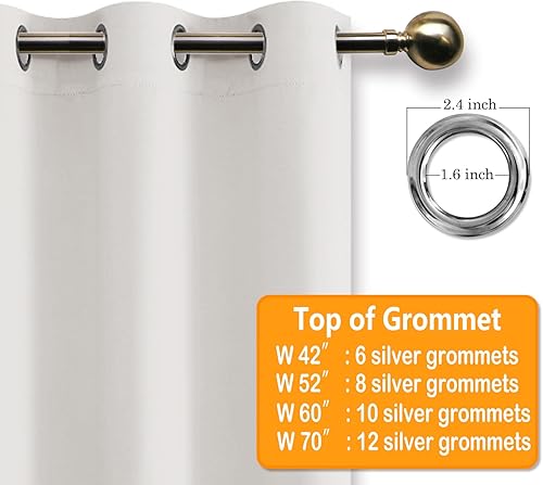 Miniatura 6 de Hiasan - Cortinas opacas para habitación, 60 x 84 pulgadas, con aislamiento térmico y bloqueo de luz, para sala de estar y dormitorio, 2 paneles de
